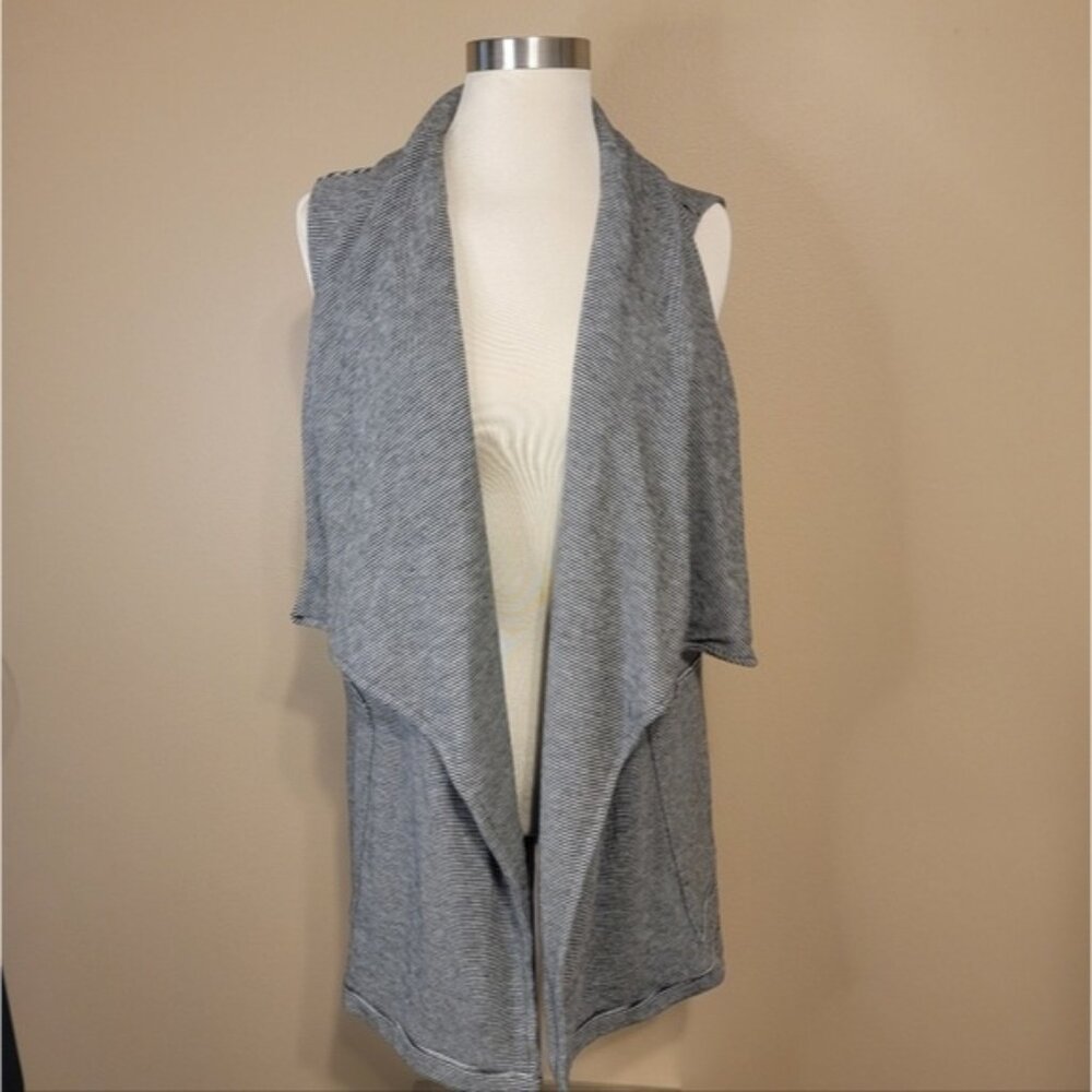 Calvin Klein Performance Draped Front Vest Waterfall Open Front Striped Medium